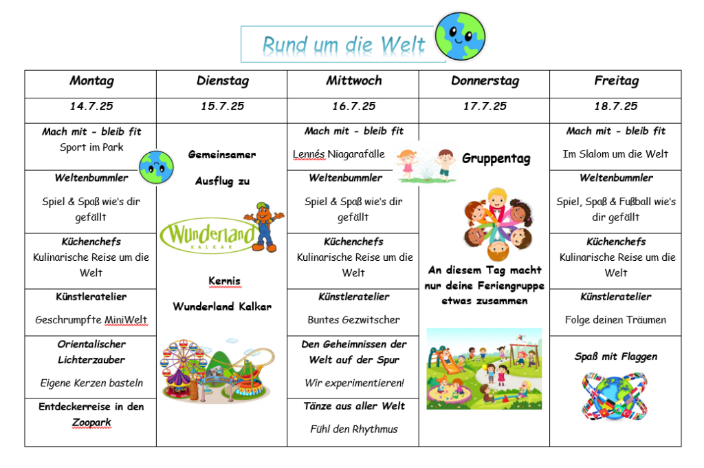 Sommerferien 2025 – Rund um die Welt